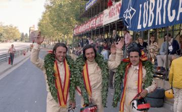 Montjuïc, 11 de octubre de 1971: Emilio Rodríguez-Zapico (2º), Paco Josa (1º) y Salvador Cañellas (3º) (Foto: Xavier Forcano)